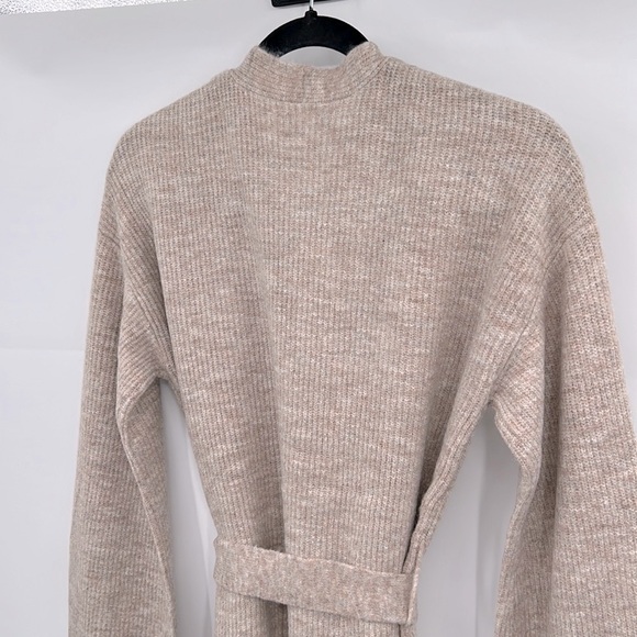 🆕Hem & Thread Cardigan Knit Beige Cream Belted Waist Ballon Sleeve Restocked - Picture 8 of 12
